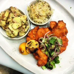 Chicken Schnitzel With Preserved Lemon and Cucumber Salad